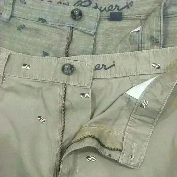 Lot Of 2 Eddie Bauer Chino Khaki Shorts American Flag Print Tag 40 (Act 42) READ - Picture 4 of 16